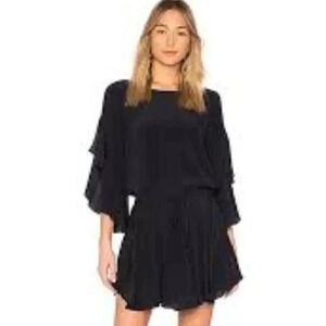 A.L.C. Cannon Draped-sleeves Silk Mini Dress In Midnight 10
